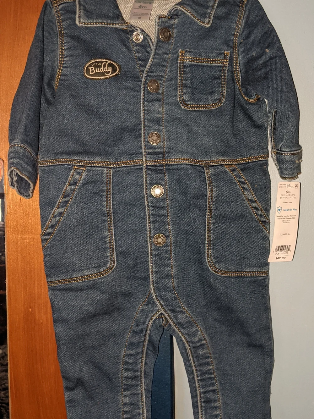 Carter's Denim-Style Blue Jumpsuit with 